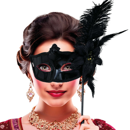 Masque noir avec bâton, adulte