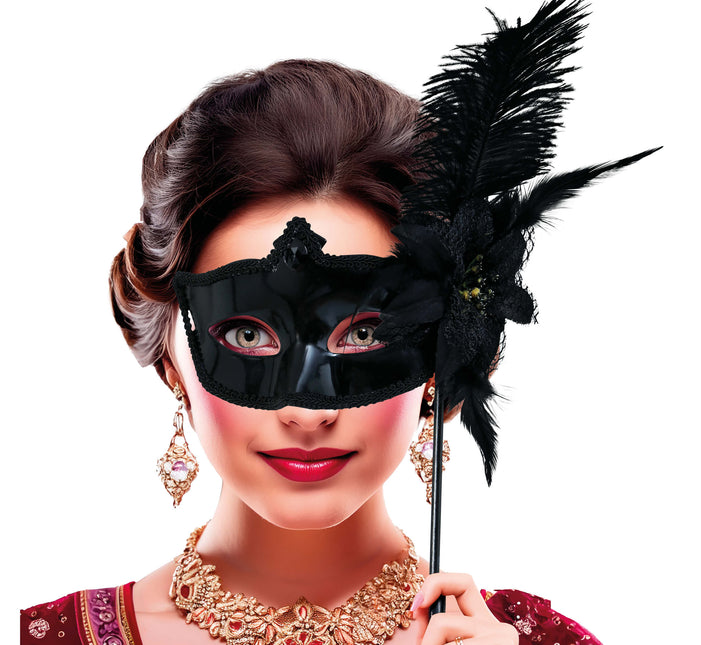 Masque noir avec bâton, adulte