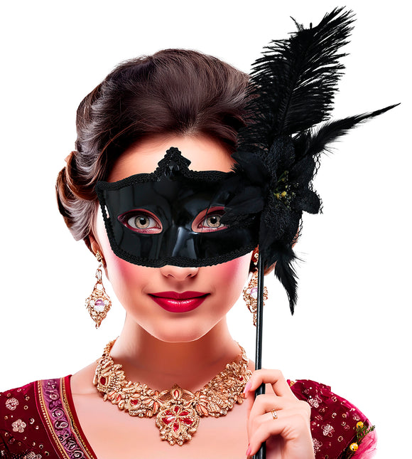 Masque noir avec bâton, adulte