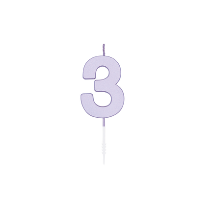 Bougie « 3 ans » lilas, 4,5 cm