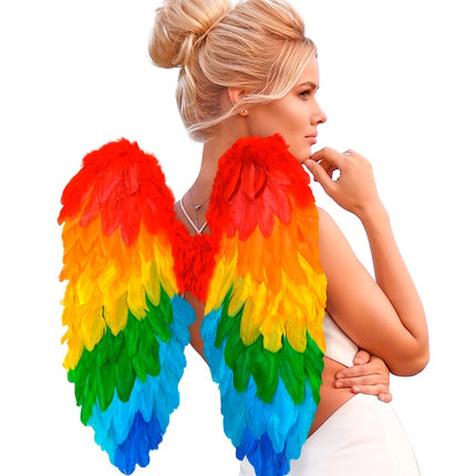 AILES DE PLUMES ARC-EN-CIEL PLIABLES 50 X 50 CM