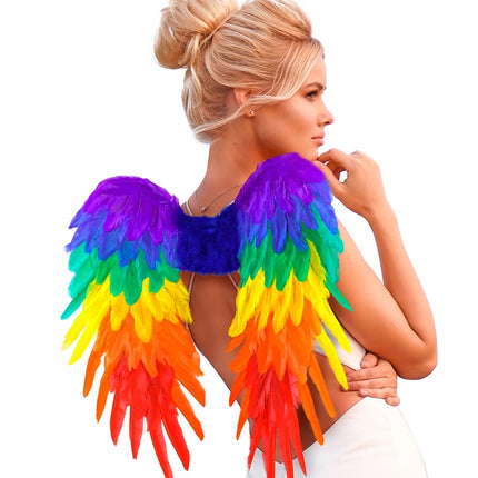 AILES DE PLUMES ARC-EN-CIEL PLIABLES 50 X 50 CM