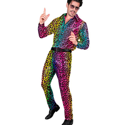 PANTALON À PAILLETTES ARC-EN-CIEL LÉOPARD