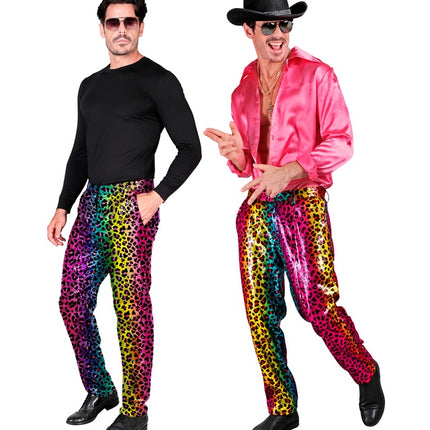 PANTALON À PAILLETTES ARC-EN-CIEL LÉOPARD