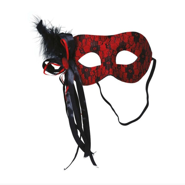 Masque noir rouge pour les yeux Plume