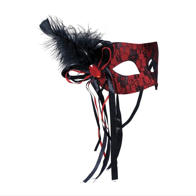 Masque noir rouge pour les yeux Plume