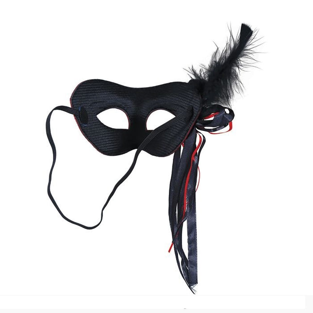 Masque noir rouge pour les yeux Plume