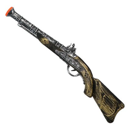 Pistolet factice doré et argenté, 50 cm