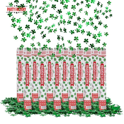 Canon à confettis verts « Trèfle à quatre feuilles » 40 cm