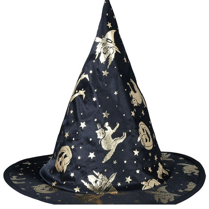 Chapeau de sorcière noir et doré enfant