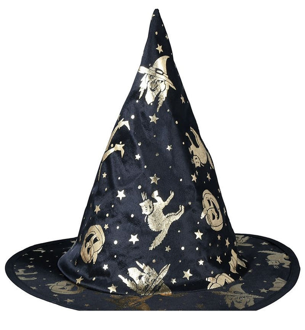 Chapeau de sorcière noir et doré enfant