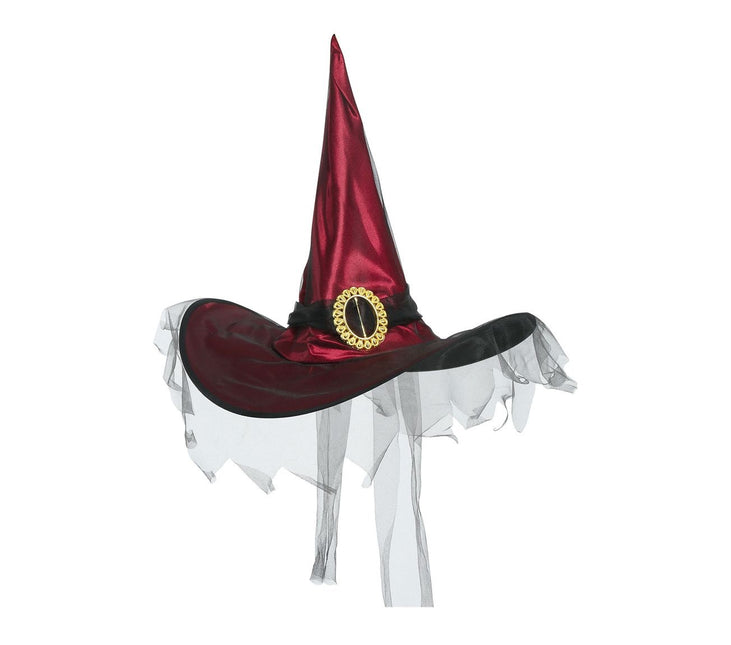 Chapeau de sorcière d'Halloween Voile rouge