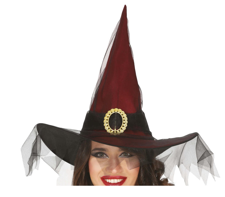 Chapeau de sorcière d'Halloween Voile rouge