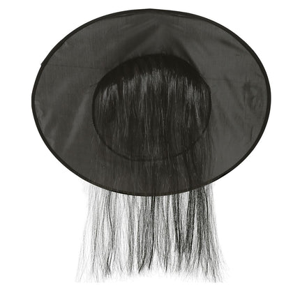 Chapeau de sorcière d'Halloween Cheveux Noirs