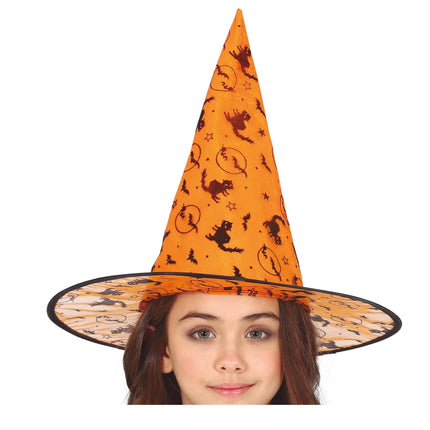Chapeau de sorcière d'Halloween Orange Enfant