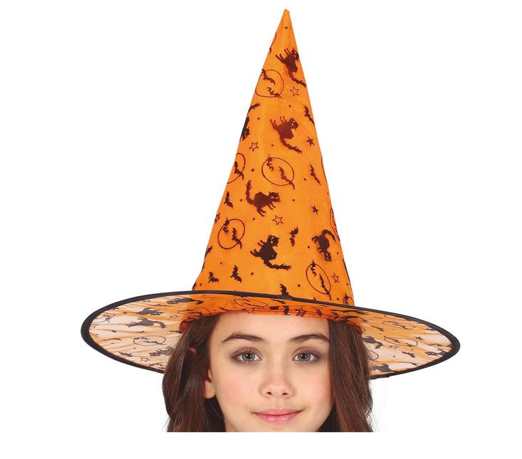 Chapeau de sorcière d'Halloween Orange Enfant