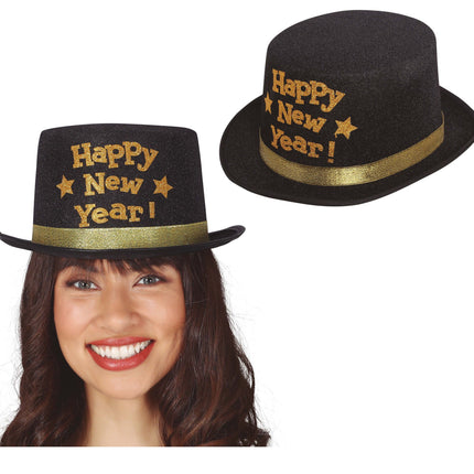 Chapeau de bonne année noir et or