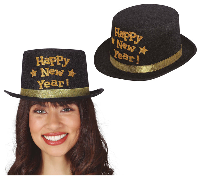 Chapeau de bonne année noir et or