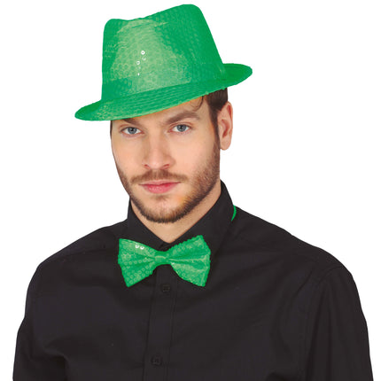 Chapeau à paillettes vert fluo