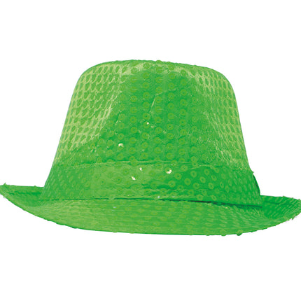 Chapeau à paillettes vert fluo