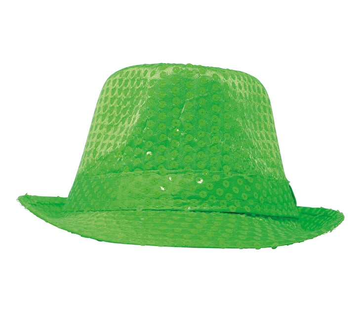 Chapeau à paillettes vert fluo