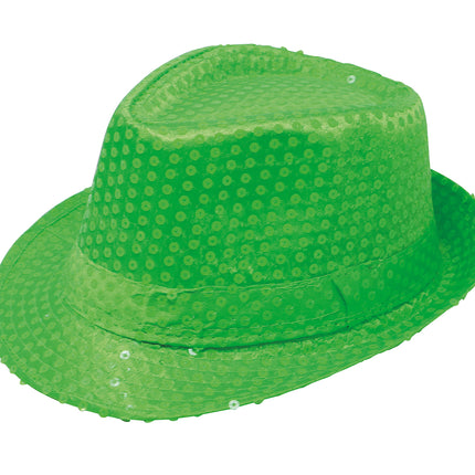 Chapeau à paillettes vert fluo