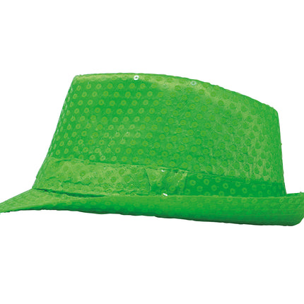Chapeau à paillettes vert fluo