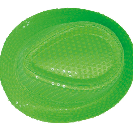 Chapeau à paillettes vert fluo