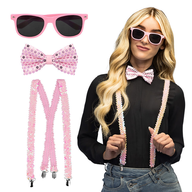 Jeu de paillettes rose clair