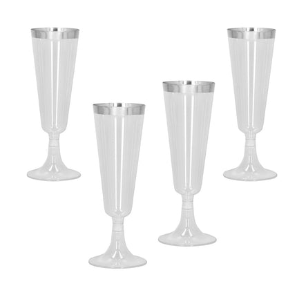 Set de 4 flûtes en plastique scintillantes argentées