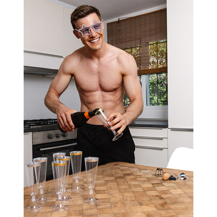 Set de 4 flûtes en plastique scintillantes argentées