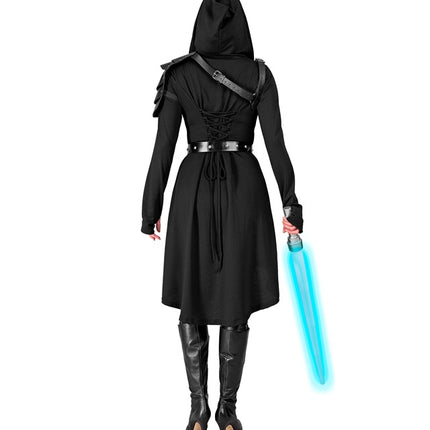 Robe gothique médiévale noire avec capuchon