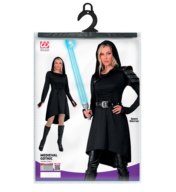 Robe gothique médiévale noire avec capuchon