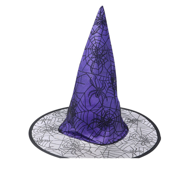 Chapeau violet sorcière araignée