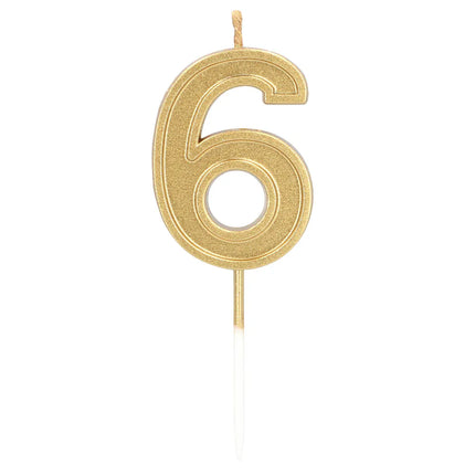 Petite bougie « Elegant '6' » dorée sur tige (3 x 4,2 x 0,7 cm)