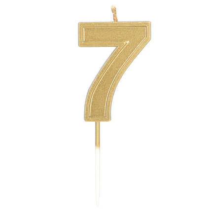 Petite bougie « Elegant '7' » dorée sur tige (3 x 4,2 x 0,7 cm)