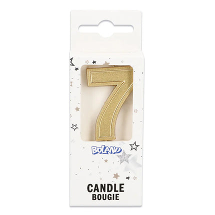 Petite bougie « Elegant '7' » dorée sur tige (3 x 4,2 x 0,7 cm)