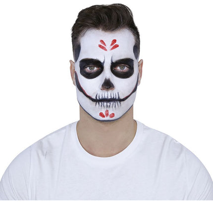 Set de maquillage Day Of The Dead Noir Rouge 8 pièces