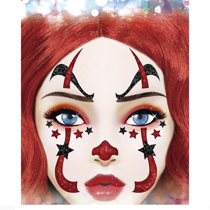 Autocollants de visage d'Halloween Clown Paillettes 20cm