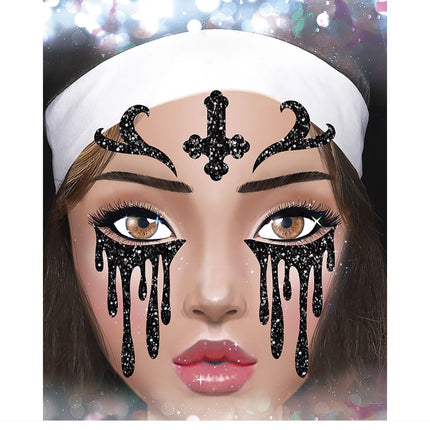 Autocollants de visage d'Halloween sans paillettes 20cm