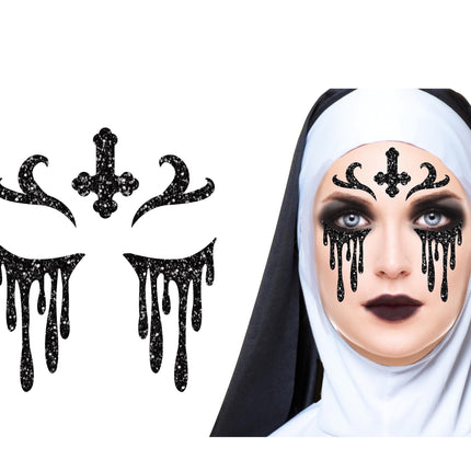 Autocollants de visage d'Halloween sans paillettes 20cm