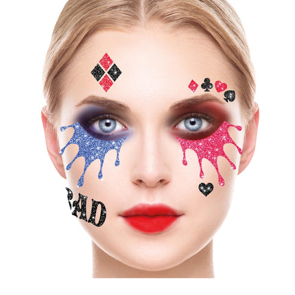 Autocollants pour le visage Harley Quinn Paillettes 20cm