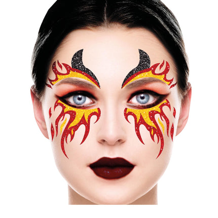 Face Stickers Fire Glitter 20cm