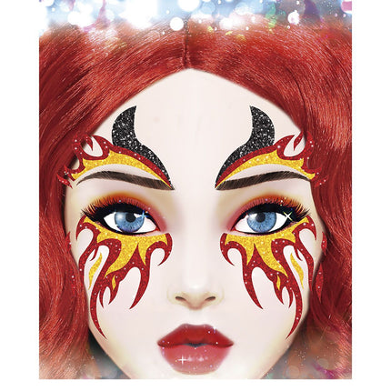 Face Stickers Fire Glitter 20cm