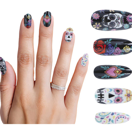 Faux ongles Dia De Los Muertos 10pcs