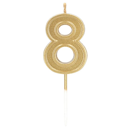 Petite bougie Elegant « 8 » dorée sur tige (3 x 4,2 x 0,7 cm)