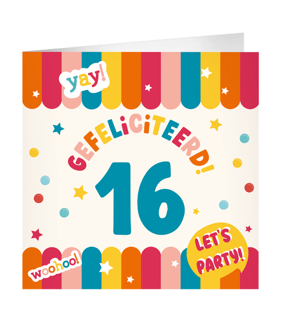 16 Jaar Wenskaart 23cm - Partywinkel - 8716764238987