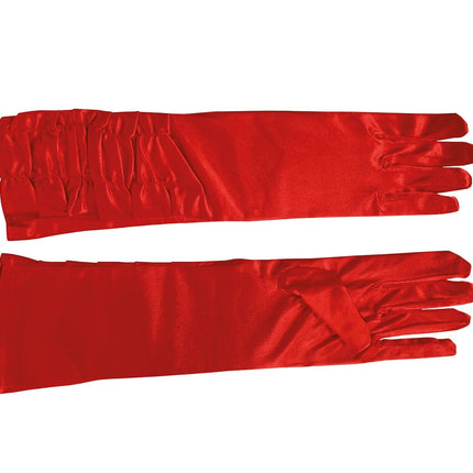 Gants d'Halloween rouge velours 45cm