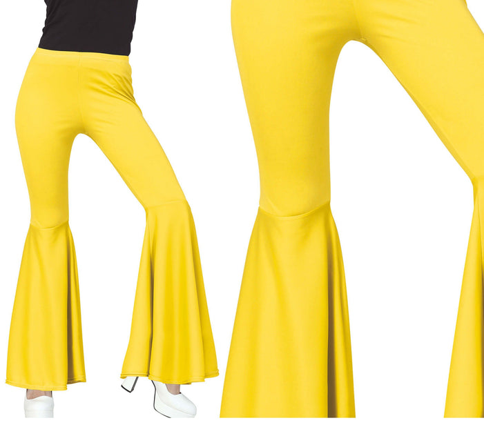 Pantalon Disco 70S Jaune Dames