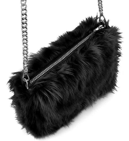 Sac à main en peluche noir